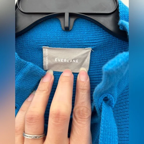 EVERLANE The Lace-Up Smock Sweater Women’s S Blue Long Sleeves Wool Blend - Picture 2 of 8